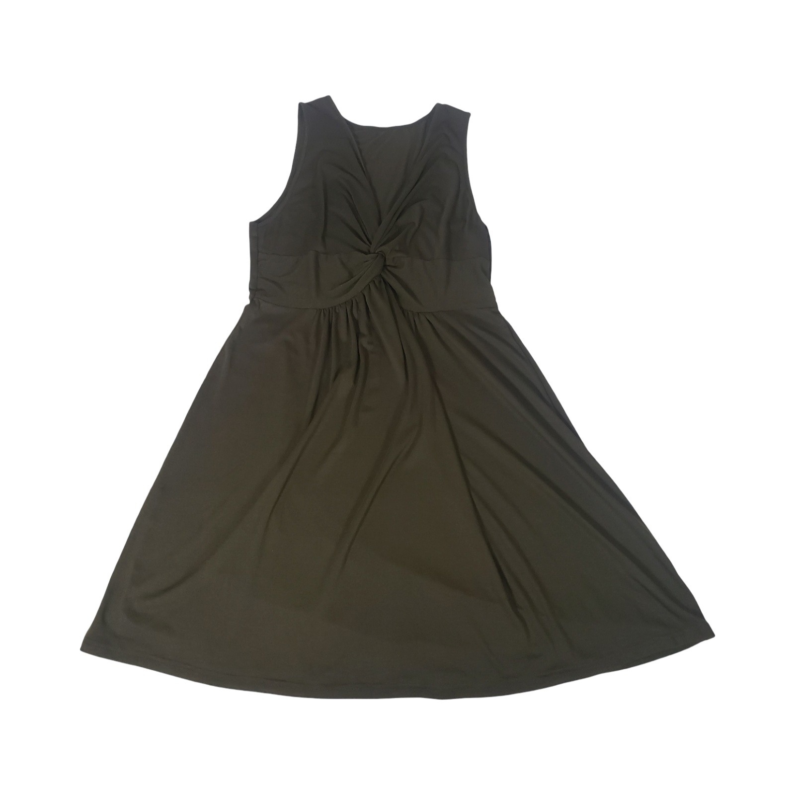 Army Green Twist Front Empire Waist Sleeveless Fit And Flare Dress Large M8m335